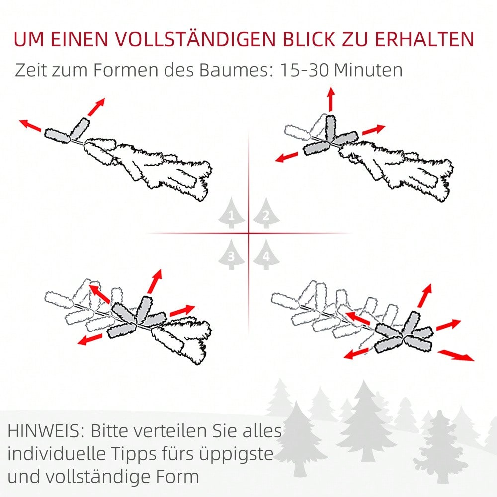 HOMCOM Künstlicher Weihnachtsbaum 180 cm mit 1942 Spitzen | Extrem naturgetreuer Christbaum mit dichten Zweigen | Inkl. Ständer, Grün