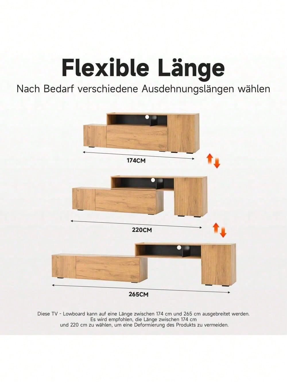 TV-Komplettset mit Vitrine & TV-Board | Mediawand bis 265 cm flexibel & montageflexibel | Für TV-Geräte bis 120 Zoll (305 cm) in Holzoptik & Schwarz
