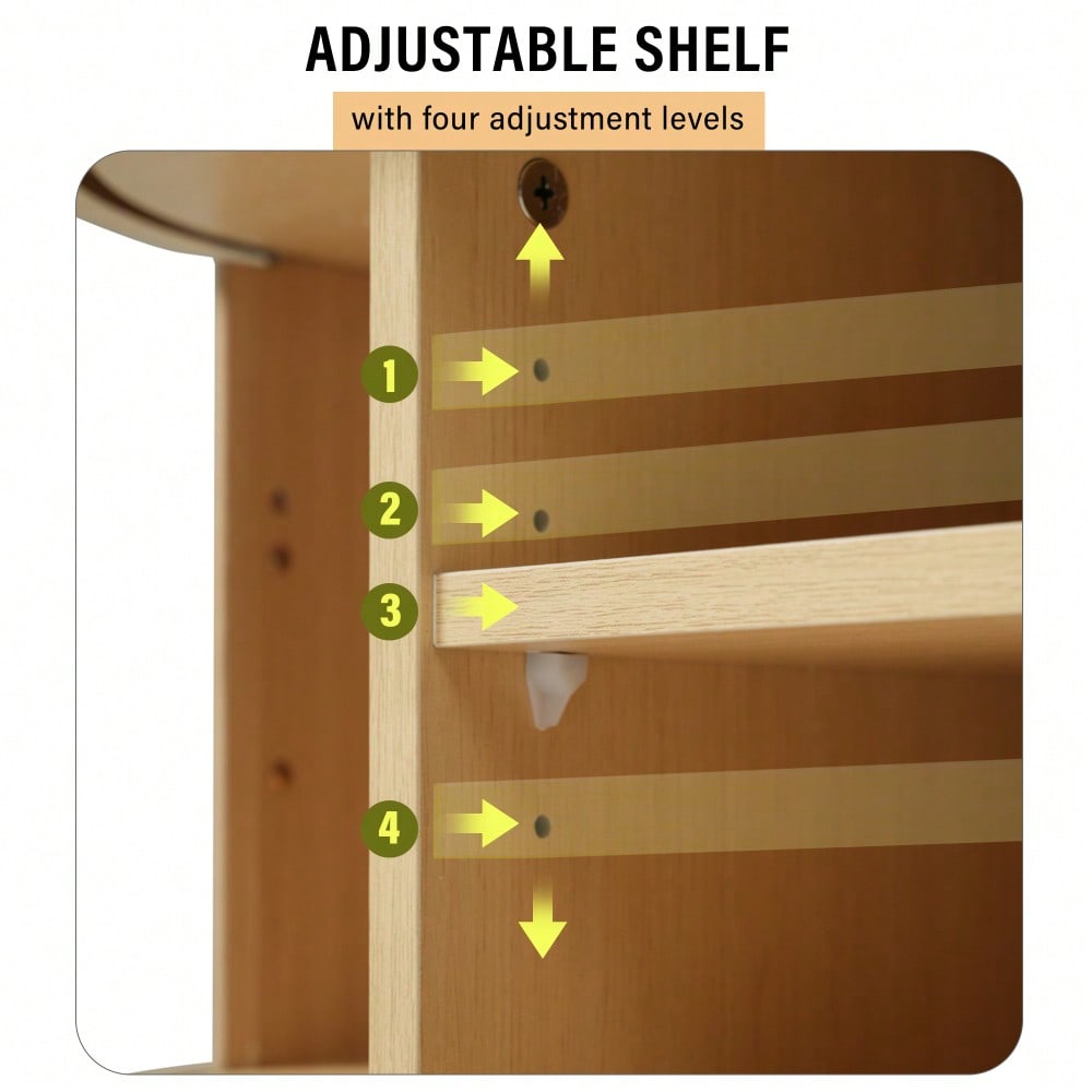 TV-Schrank 175x40x42 cm mit runder Tischplatte & 2 Schubladen | MDF-Holzmaserung mit 30 kg Belastbarkeit | Stauraum für Wohnzimmer
