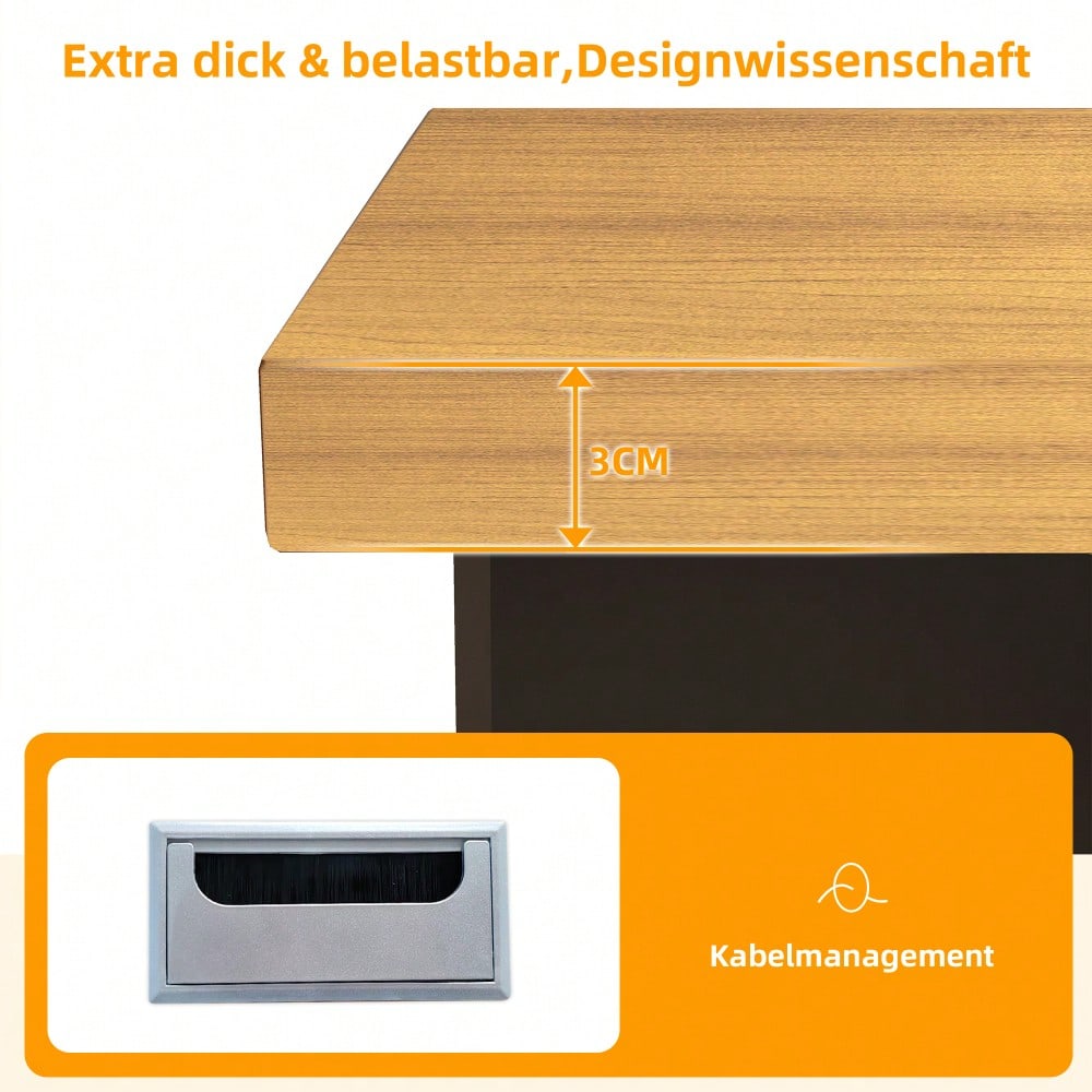 Eckschreibtisch 120x50 cm mit integriertem Tierhaus & XL-Höhle | L-förmig oder gerade montierbar | Mit verstärkter MDF-Platte für Homeoffice