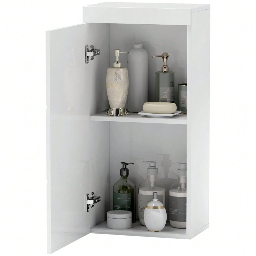 Wandschrank mit 2 Ebenen & Tür, Medizinschrank für Bad & Küche, 37,2x24,5x76,8 cm, weiß - von HOMCOM