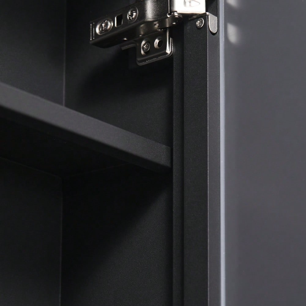 Spiegelschrank mit 3 Einlegeböden, moderner Hängeschrank für Badezimmer, 40x15x60 cm, schwarz & platzsparend - von kleankin