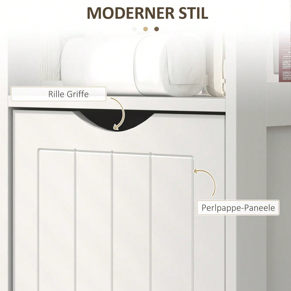 HOMCOM Badezimmerschrank schmal für kleine Räume, 141.2 cm Hochschrank mit 2 Schubladen & 3 offenen Fächern, Toilettenschrank Badschrank, Weiß, 30x30 cm (BxT)