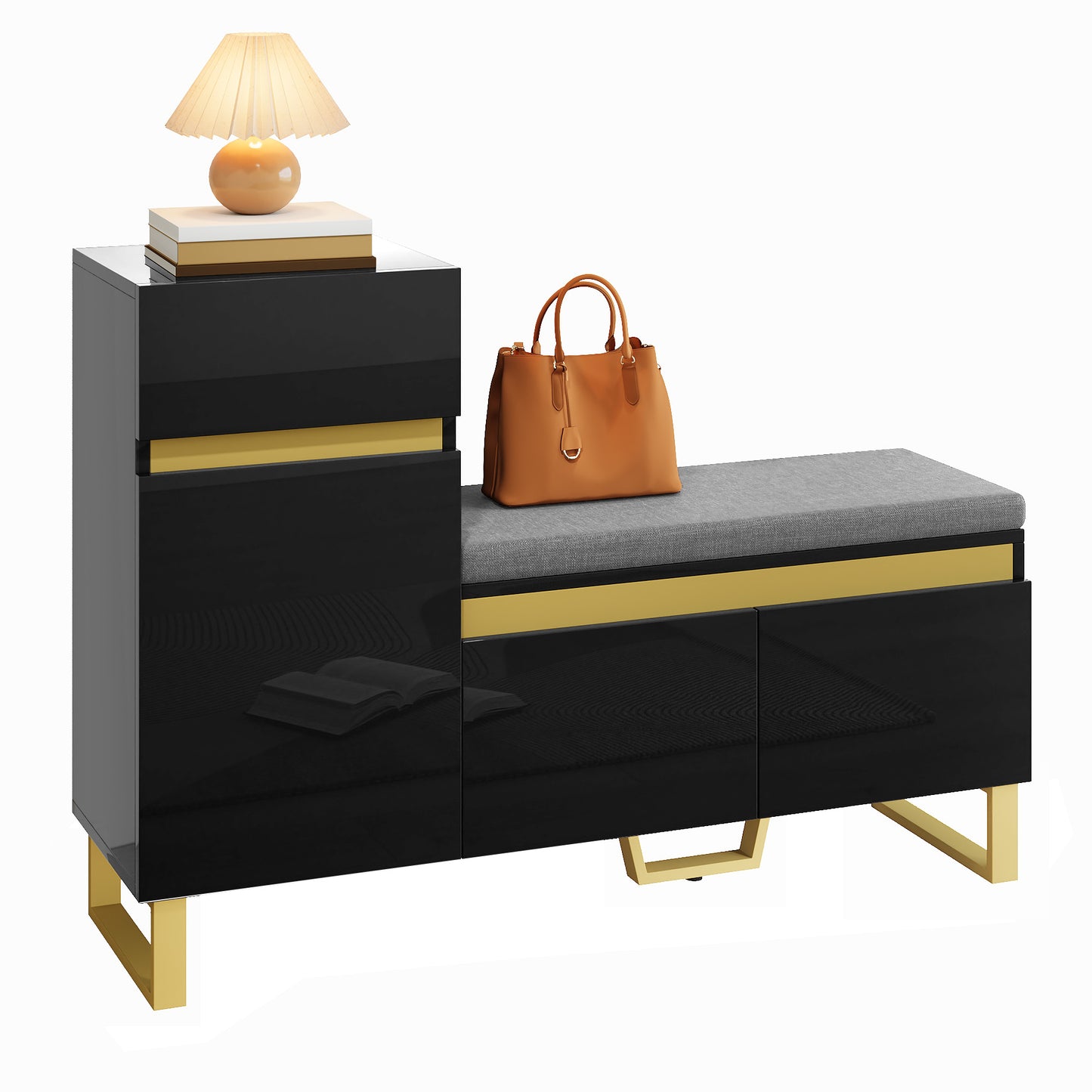 Gigab2b original image - Schuhschrank mit großem Fassungsvermögen für den Eingangsbereich, mehrstöckiger Aufbewahrungsschrank, moderner minimalistischer Eingangsschrank, Organizer für Zuhause mit Schubladen und Türen.