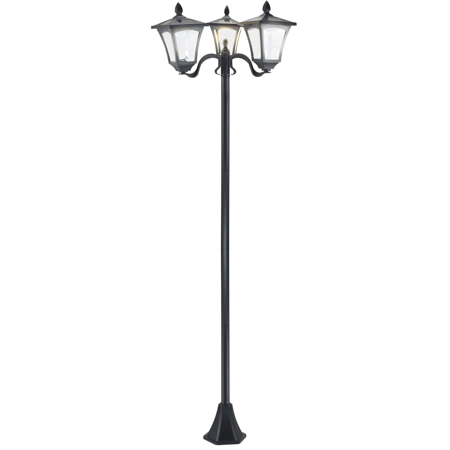 Gigab2b original image - Solar Gartenlaterne mit 3 flammig Laterne Solarlaterne Wegleuchte mit LED 120 Lumen IP44 201 Edelstahl Schwarz 51,5 x 47 x 182,5 cm