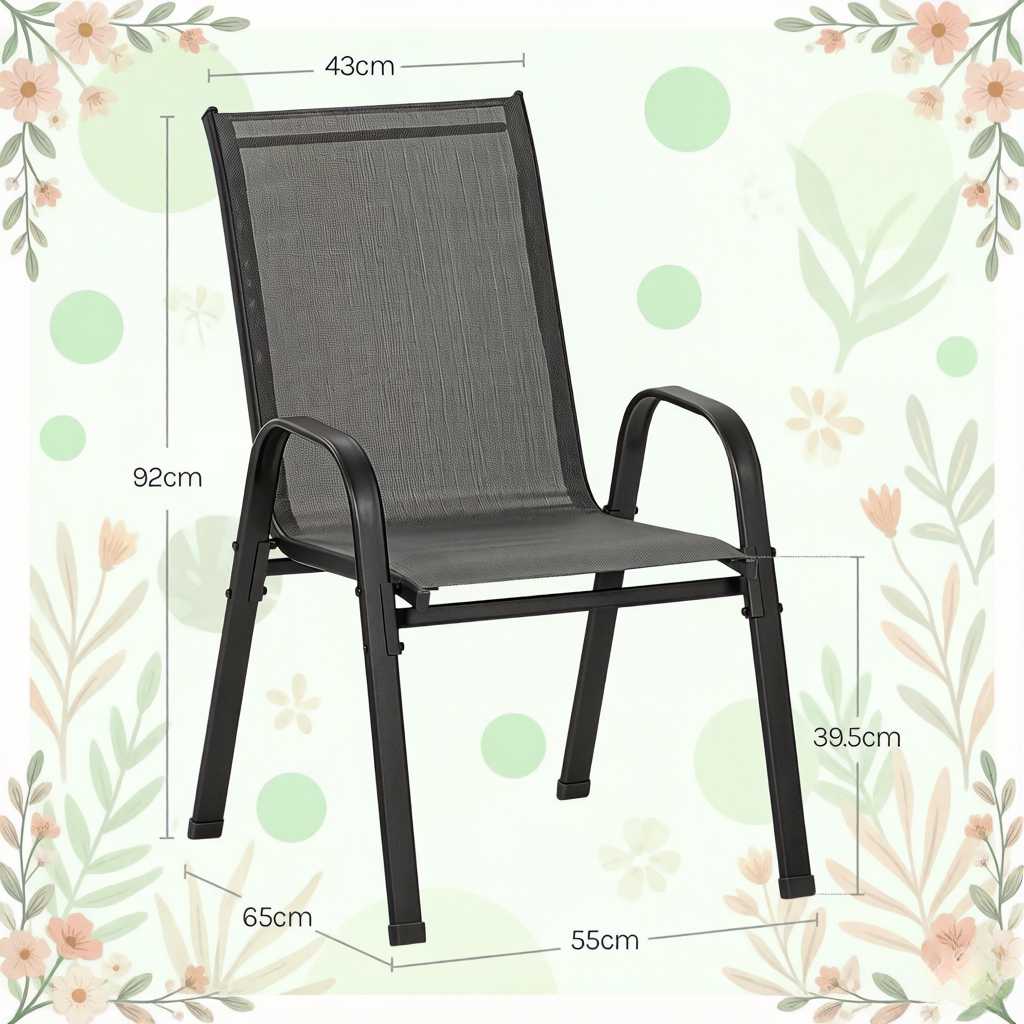 Balkon Chiar,Garten Chiar mit Hohem Rücken,Stapelbarer Stuhl im Freien(nur 2PCS Stühle)