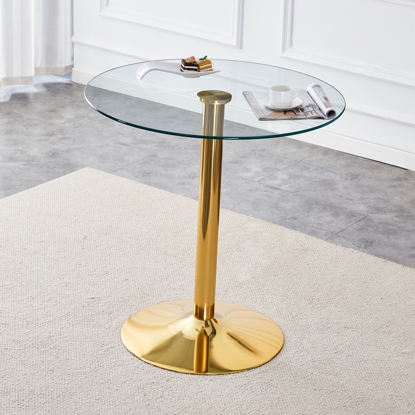 Gigab2b original image - Moderner minimalistischer runder Bar-Tisch aus gehärtetem Glas: Mit einem Durchmesser von 89 cm und einer Höhe von 92 cm ist er die ideale Wahl, um eine leicht luxuriöse Atmosphäre zu schaffen.