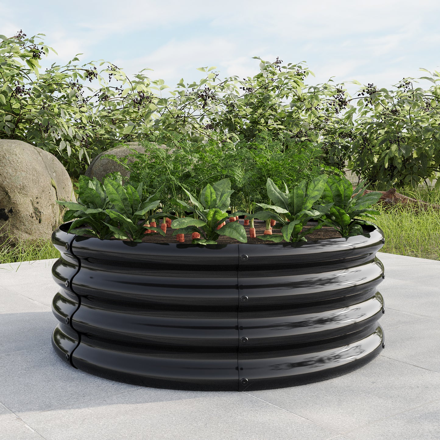 Gigab2b original image - Verzinkt erhöhte Gartenbett, Pflanzer erhöhte Gartenbetten im Freien, Runde Freiheit erhöhte Gartenbetten für Gartenbau Gemüse, Früchte, Blumen