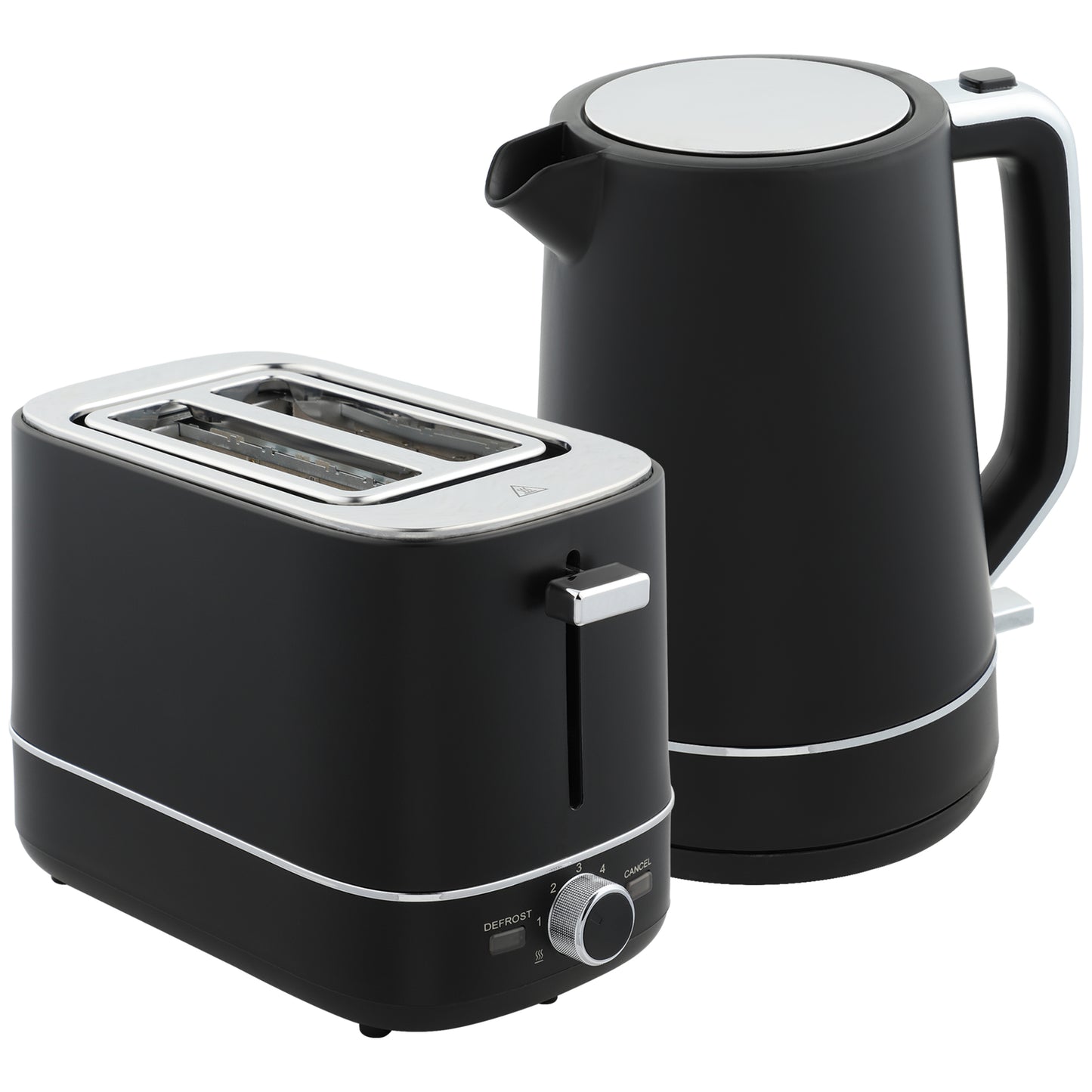 Gigab2b original image - Wasserkocher Toaster Set 2200 W 1,7L Wasserkocher, 2 Scheiben Toaster, 6 Bräunungsstufen, Aufwärmen und Auftauen, Frühstück-Set mit Kalkfilter & Krümelfach Schwarz