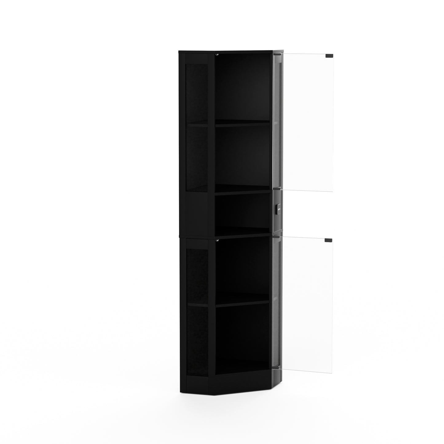Funfstockige Glasvitrine mit Stauraum, LED-Beleuchtung, Glasturen und intelligenten Sensoren Geeignet fur