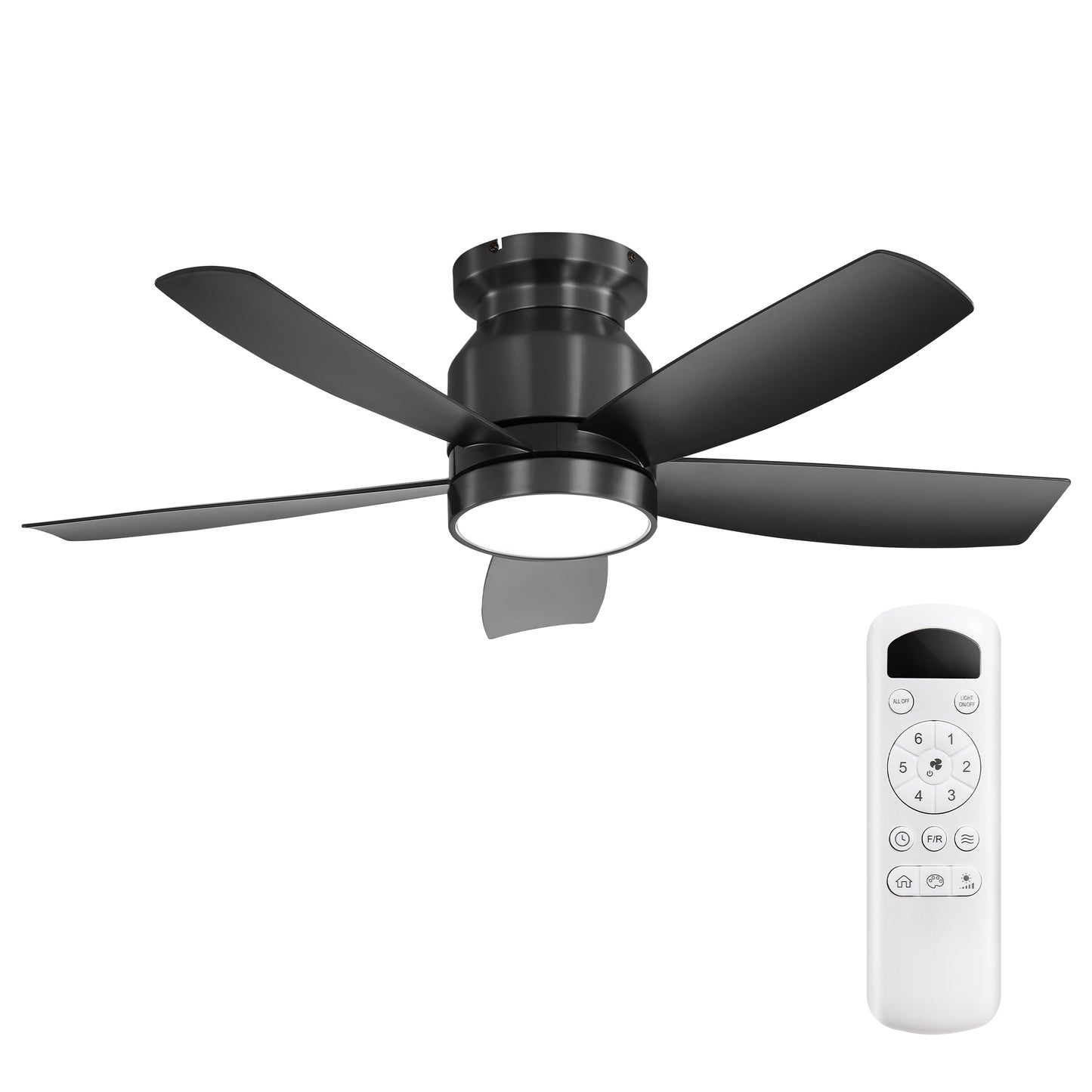 42 Zoll Deckenventilator mit 18W LED-Beleuchtung, Fernbedienung, 5 ABS-Flügeln und reversiblem DC-Motor für Wohnzimmer, Schlafzimmer, Küche, Büro