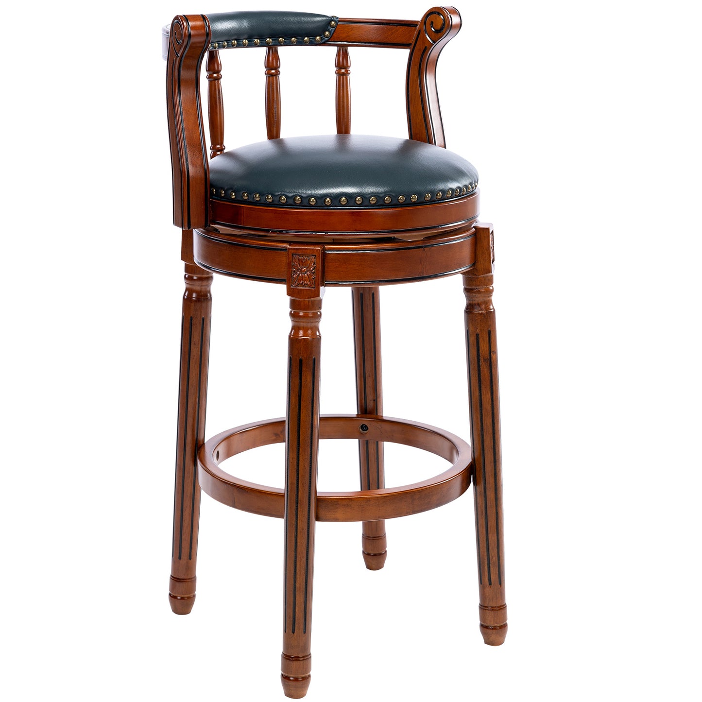 Cow top Leather Wooden Bar Stools, 360 Degree Swivel Bar Chair with Backs,Bar height Couner Height Barstools for Home Kitchen Dining Room and Bar Room