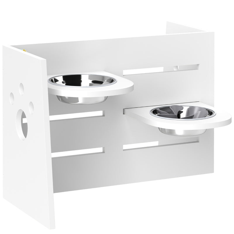 Gigab2b original image - Hundenapf erhöht, 3 Stufen Höhenverstellbar Futternapf für Hunde mit Separatem Design, Anti-Schling-Matte, Fressnapf mit 2 Edelstahl-Schüsseln, für alle große Hunde, Weiß