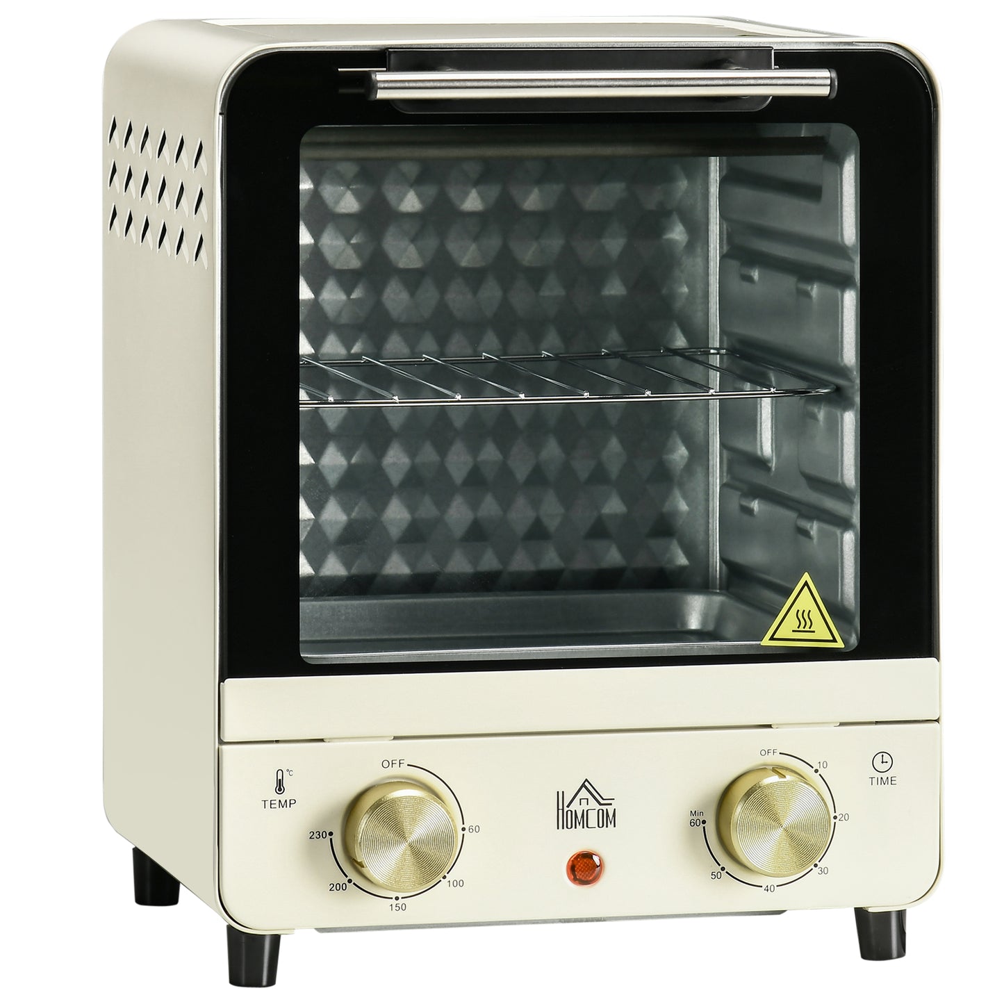 Gigab2b original image - Minibackofen 15L mit Umluft 1000W 60-230°C, 1 Std. Timer, Pizza-Ofen inkl. Backblech & Krümelblech, cremeweiß