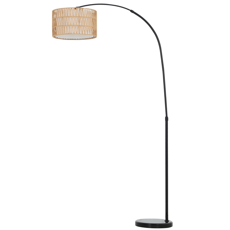 Gigab2b original image - Stehlampe Wohnzimmer Stehleuchte mit Lampenschirm aus Leinen, Standleuchte mit E27 Fassung, Fußschalter, Höhenverstellbar Bogenlampe für Schlafzimmer, Schwarz, exkl. Glühbirne