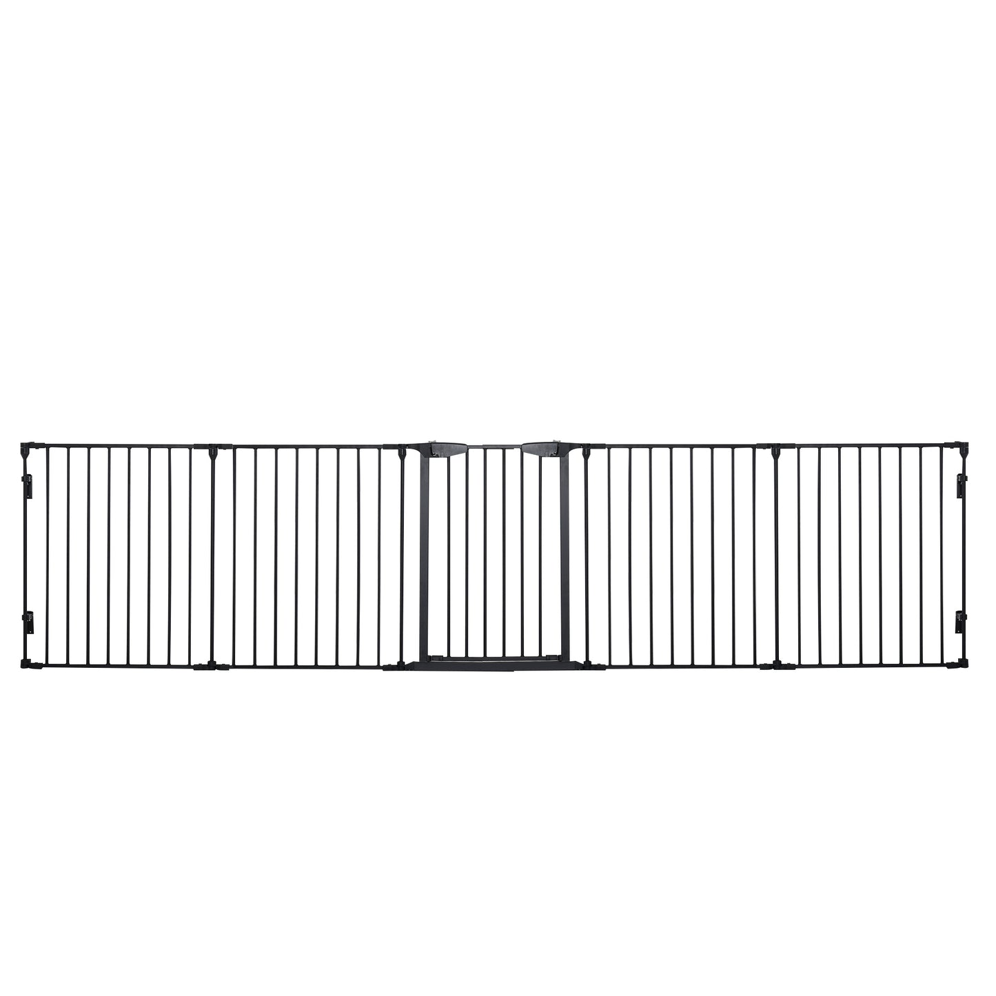 2 in 1 Welpenauslauf 5-TLG Klappbar Absperrgitter mit Tür für kleine und mittelgroße Hunde, DIY Welpenlaufstall 300 x 74,5 cm Metall Schwarz