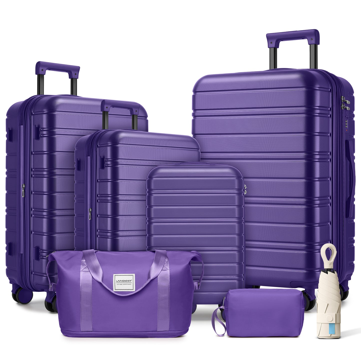 Gigab2b original image - Luggage Sets 6 Piece with Duffel Bags, Hardside Expandable Suitcases with Spinner Wheels, Grape Purple