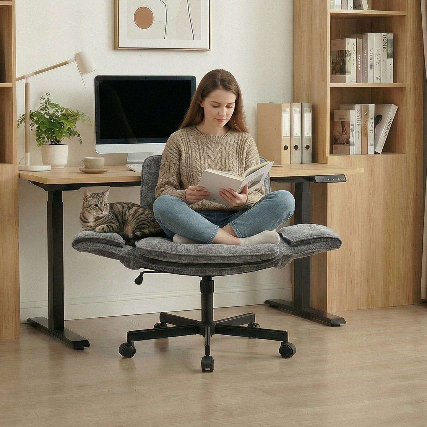 Ergonomic Swivel Office Chair with Casters for Home Office
