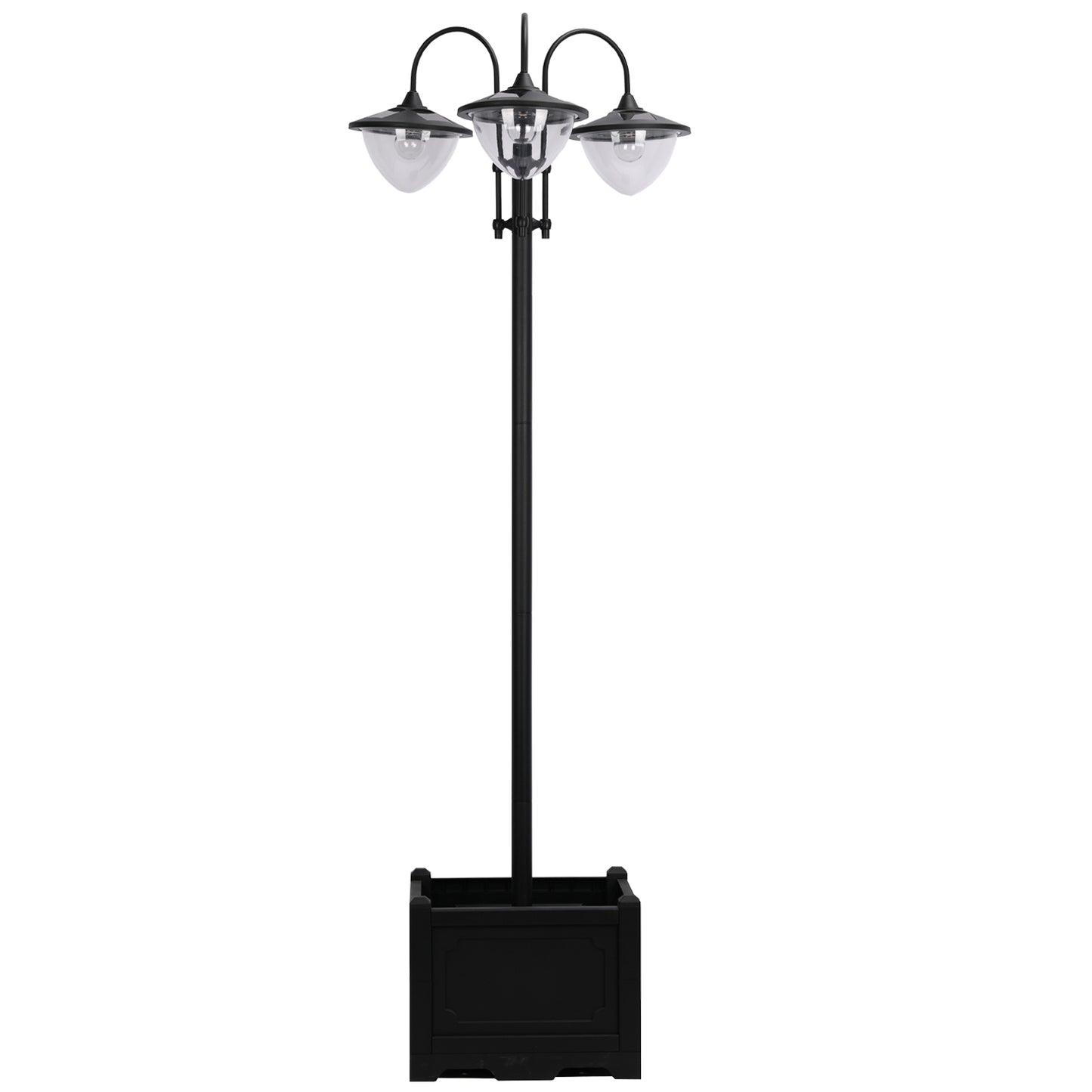 Gigab2b original image - Solar Laterne 3er Set Stehleuchte aus Metall, Gartenlaterne 60x55x189cm, Windlicht Außenleuchte, Wasserdicht IP44 mit Blumentopf-Basis für Garten Balkon Deko Schwarz