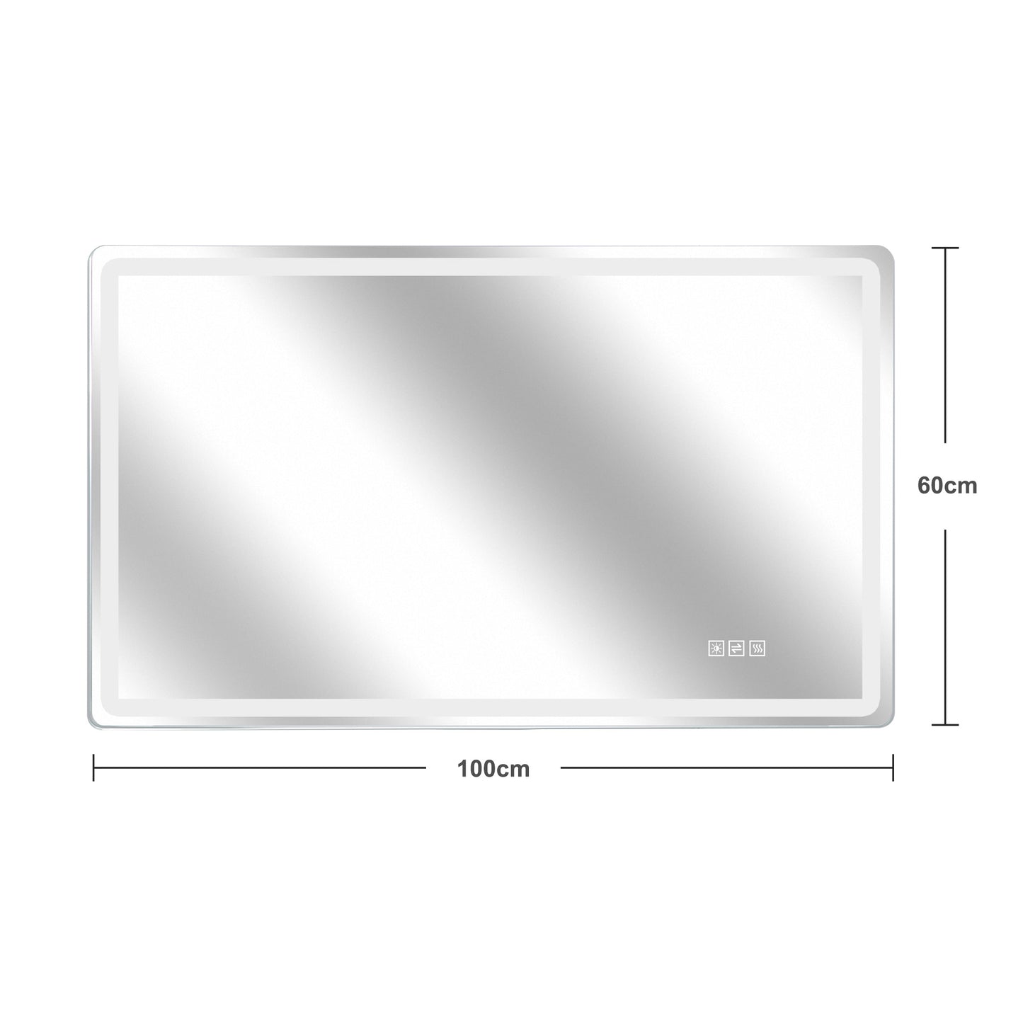 60×100cm Rahmenloser LED Badezimmerspiegel mit Mattierter Frontbeleuchtung, Anti-Beschlag, 3 Lichtfarben, Stufenlos Dimmbar, Memory-Funktion, Horizontal & Vertikal Montierbar, IP44 Wasserdicht