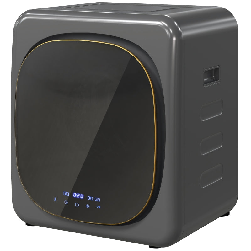 Gigab2b original image - Mini Wäschetrockner mit 6 Programm LED-Touchscreen 4 kg bis zu 60℃, 800W Freistehend Wandmontierbar Ablufttrockner mit Überhitzungsschutz Ablufttrockner für Kleidung Grau
