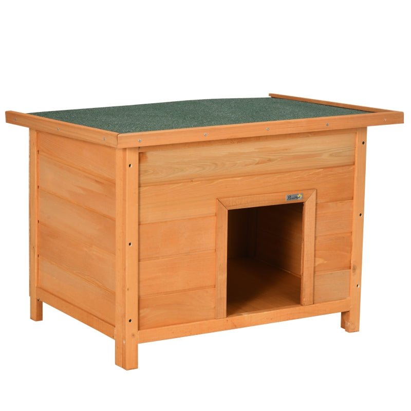 Gigab2b original image - Hundehütte Outdoor, Hundehaus aus Holz mit Aufklappbares Asphaltdach, Wasserdichte Hundehöhle mit Erhöhter Boden Hütte für kleine Hunde, Gelb, 82 x 58 x 58 cm