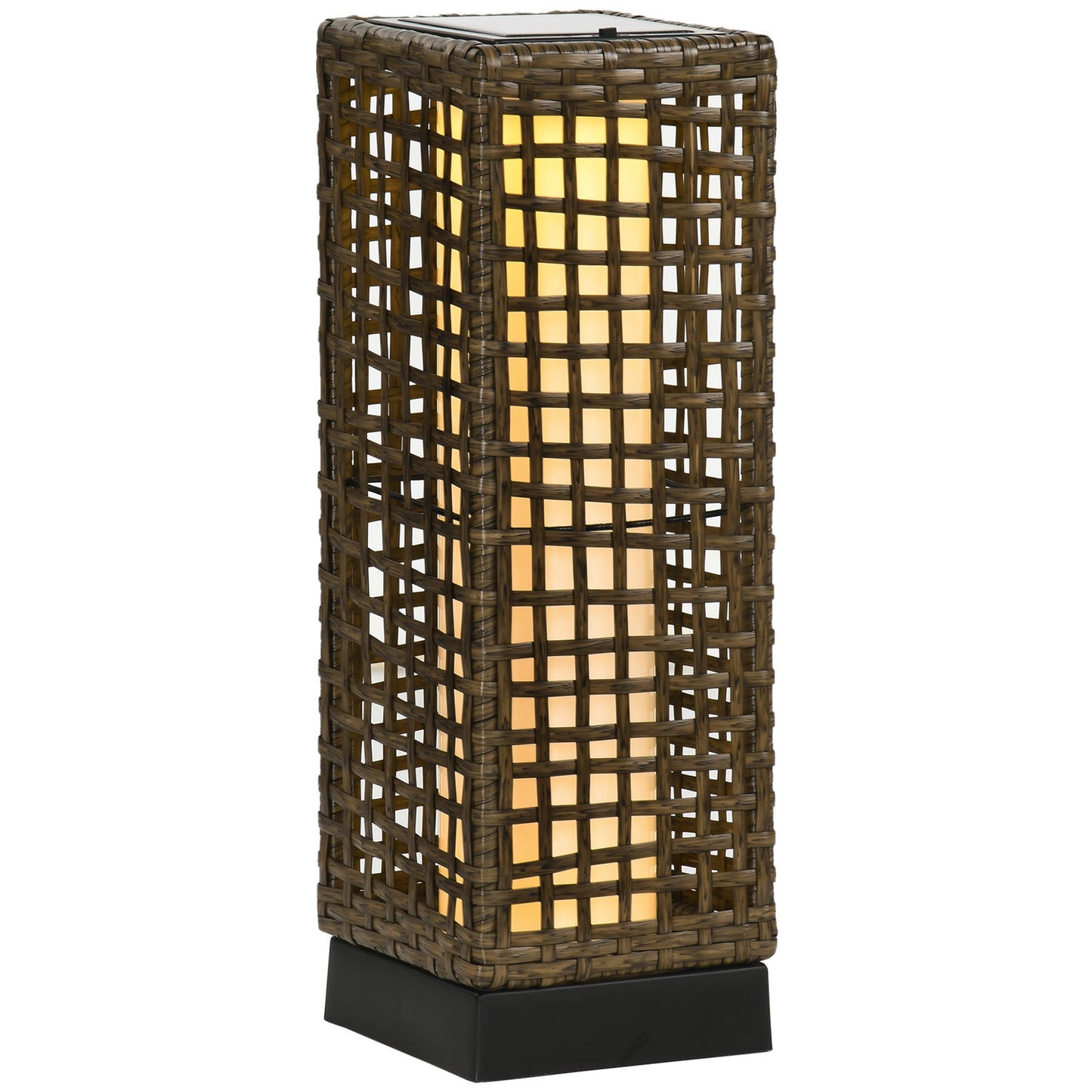 Gigab2b original image - Solarlampe Rattan LED Außenleuchte mit Lichtsensor wasserdicht 15,5x15,5x46cm für Garten & Terrasse