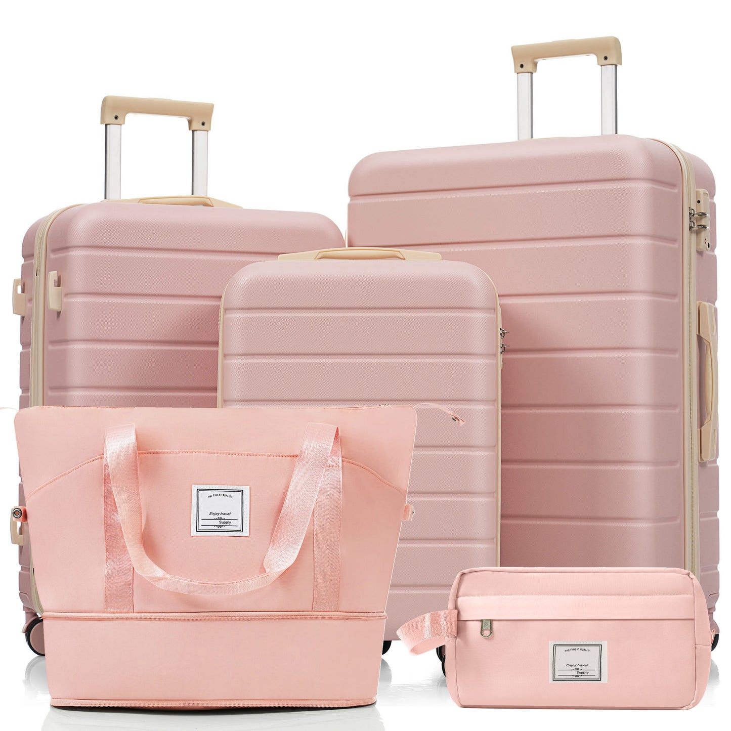Gigab2b original image - Koffer-Set, M-L-XL Set, ABS-Hartschalenkoffer, langlebige Koffer-Sets, Koffer mit Spinner-Rädern und Schloss, mit Kulturbeutel, pink