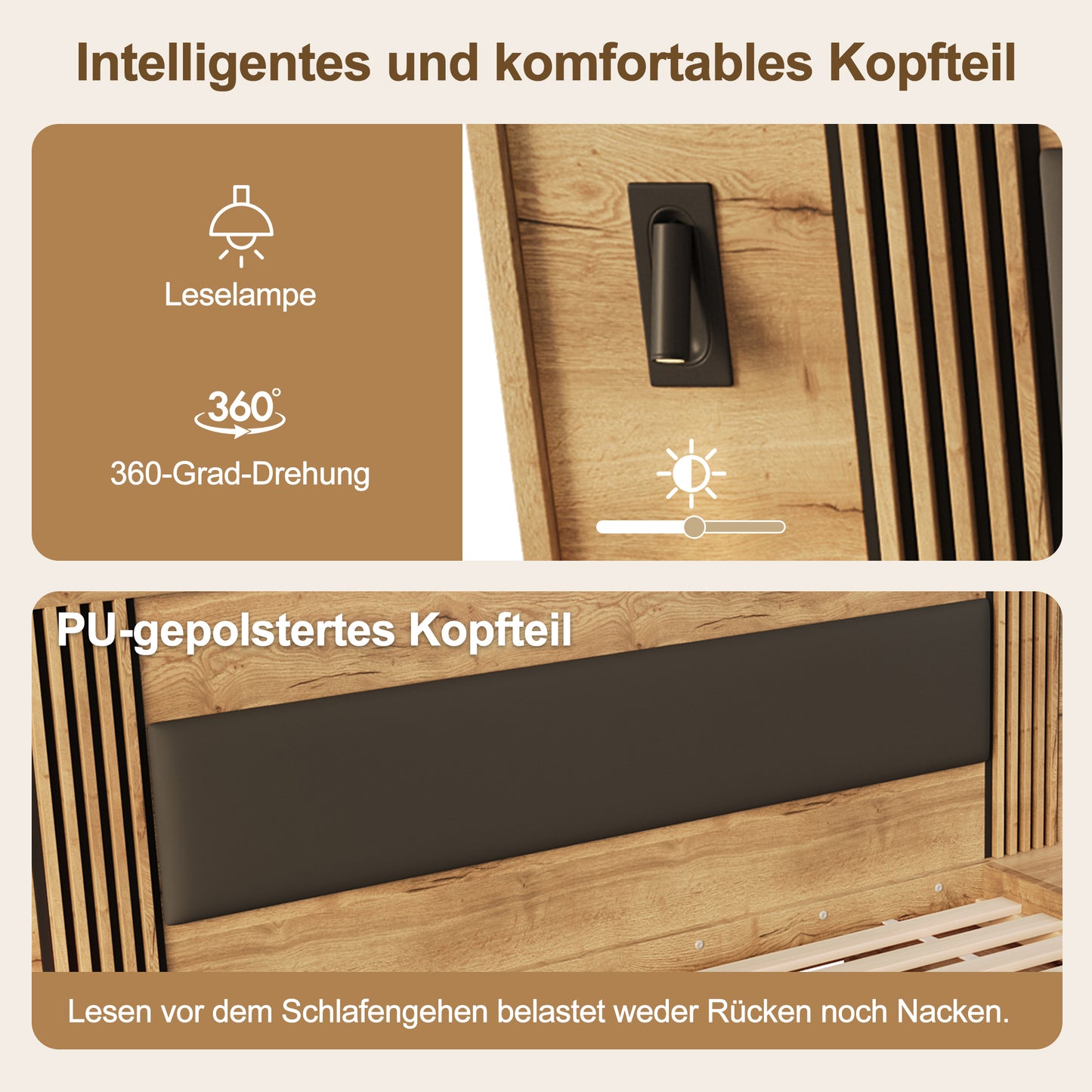 Doppelbett 180 200cm, Stauraumbett, holzbett, Jugendbett, mit Leselampe, mit 2 Nachttische, mit Schubladen,