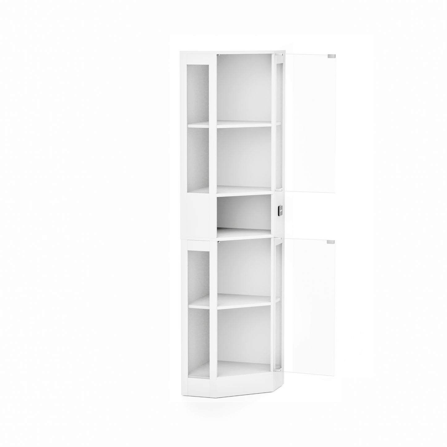 Funfstockige Glasvitrine mit Stauraum, LED-Beleuchtung, Glasturen und intelligenten Sensoren Geeignet fur