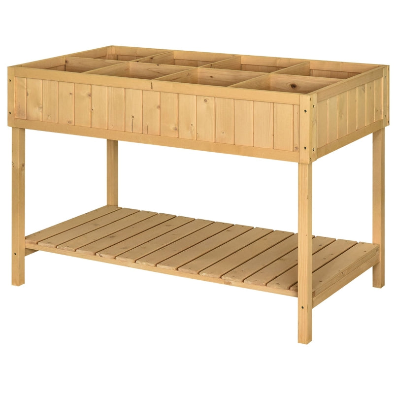 Gigab2b original image - Pflanztisch Hochbeet Pflanztisch Blumenkasten Anzuchttisch 8 Fächer mit Abfluss Ablage Tanne Massivholz Naturholz 110 x 46 x 76 cm