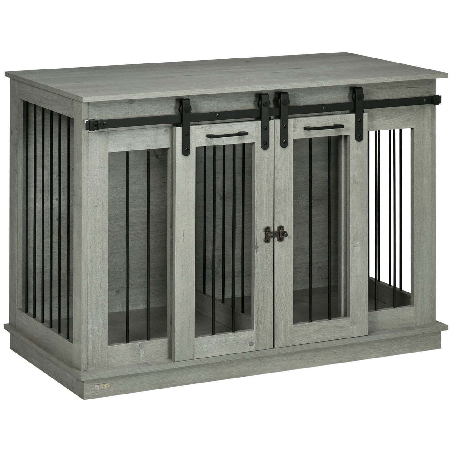 Gigab2b original image - Hundekäfig, Haustierkäfig, Hundehütte mit Zweiraum-Option für Mittelegroße Hunde, Hundebox mit Doppeltüren, Hundehaus, Grau, 120 x 60 x 88,5 cm