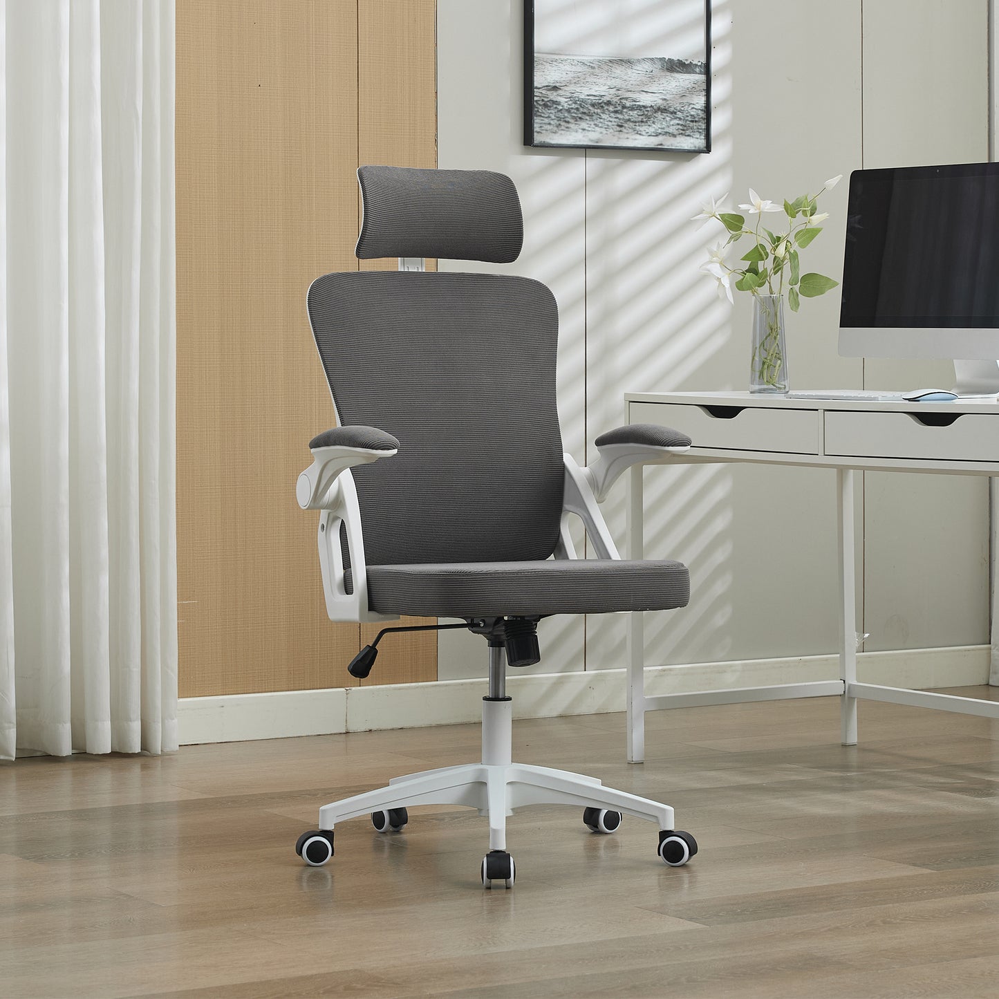 Gigab2b original image - Ergonomischer Netz-Bürostuhl mit verstellbarer Lendenstütze und Kopfstütze – Hochlehner-Exekutivschreibtischstuhl für Zuhause/Büro