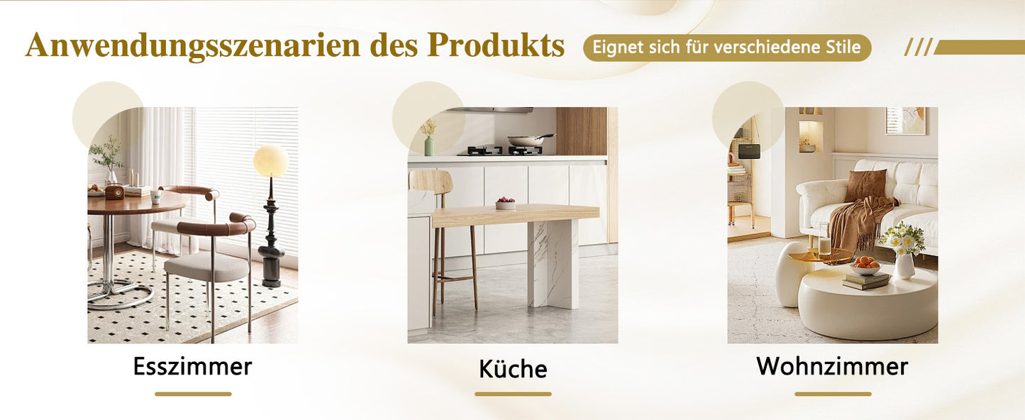 Runder Esstisch Ø 80 cm,Tischplatte aus weißem MDF, Tischbeine aus walnussfarbenem Massivholz, kombiniert mit einer schwebenden, geflochtenen Ablagekorbkonstruktion, geeignet für 2 bis 4 Personen.