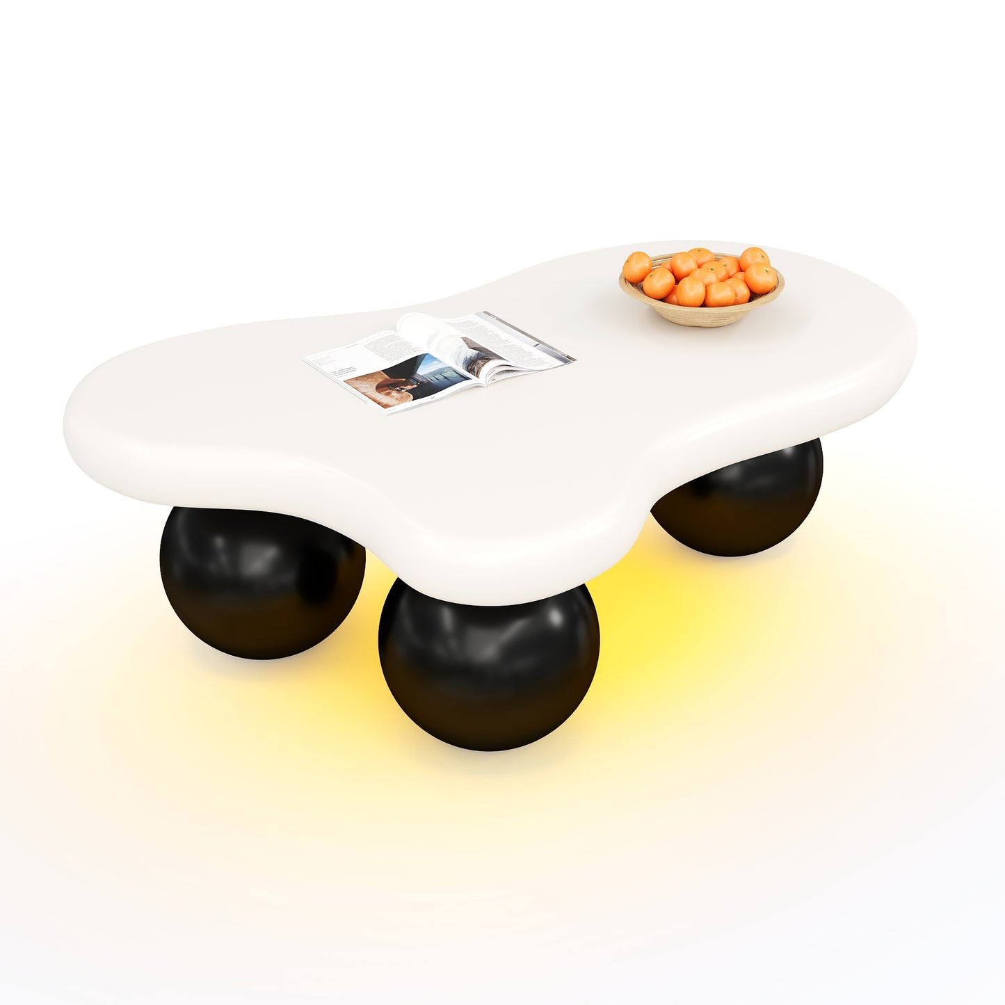 Cloud Style Couchtisch mit LED-Beleuchtung – 16 Farben wählbar, Coffee Table, Wolkenform-Design, Rundbein-Design, stilvolles Highlight für modernes Wohnzimmer und Kinderzimmer