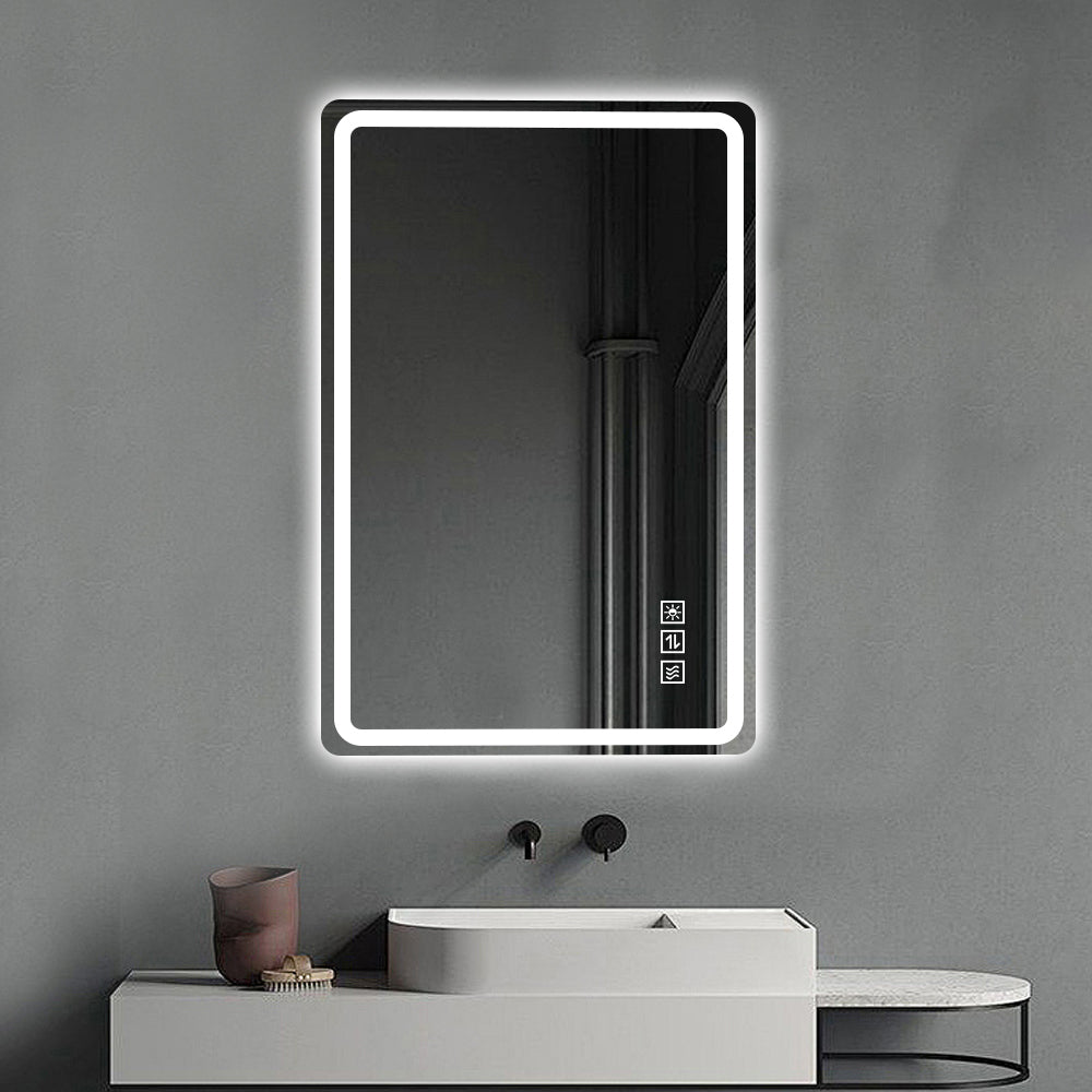 60×100cm Rahmenloser LED Badezimmerspiegel mit Mattierter Frontbeleuchtung, Anti-Beschlag, 3 Lichtfarben, Stufenlos Dimmbar, Memory-Funktion, Horizontal & Vertikal Montierbar, IP44 Wasserdicht