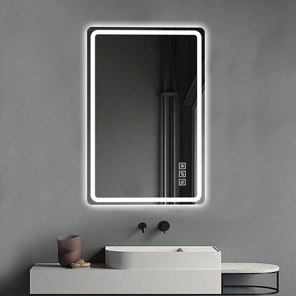 60×100cm Rahmenloser LED Badezimmerspiegel mit Mattierter Frontbeleuchtung, Anti-Beschlag, 3 Lichtfarben, Stufenlos Dimmbar, Memory-Funktion, Horizontal & Vertikal Montierbar, IP44 Wasserdicht