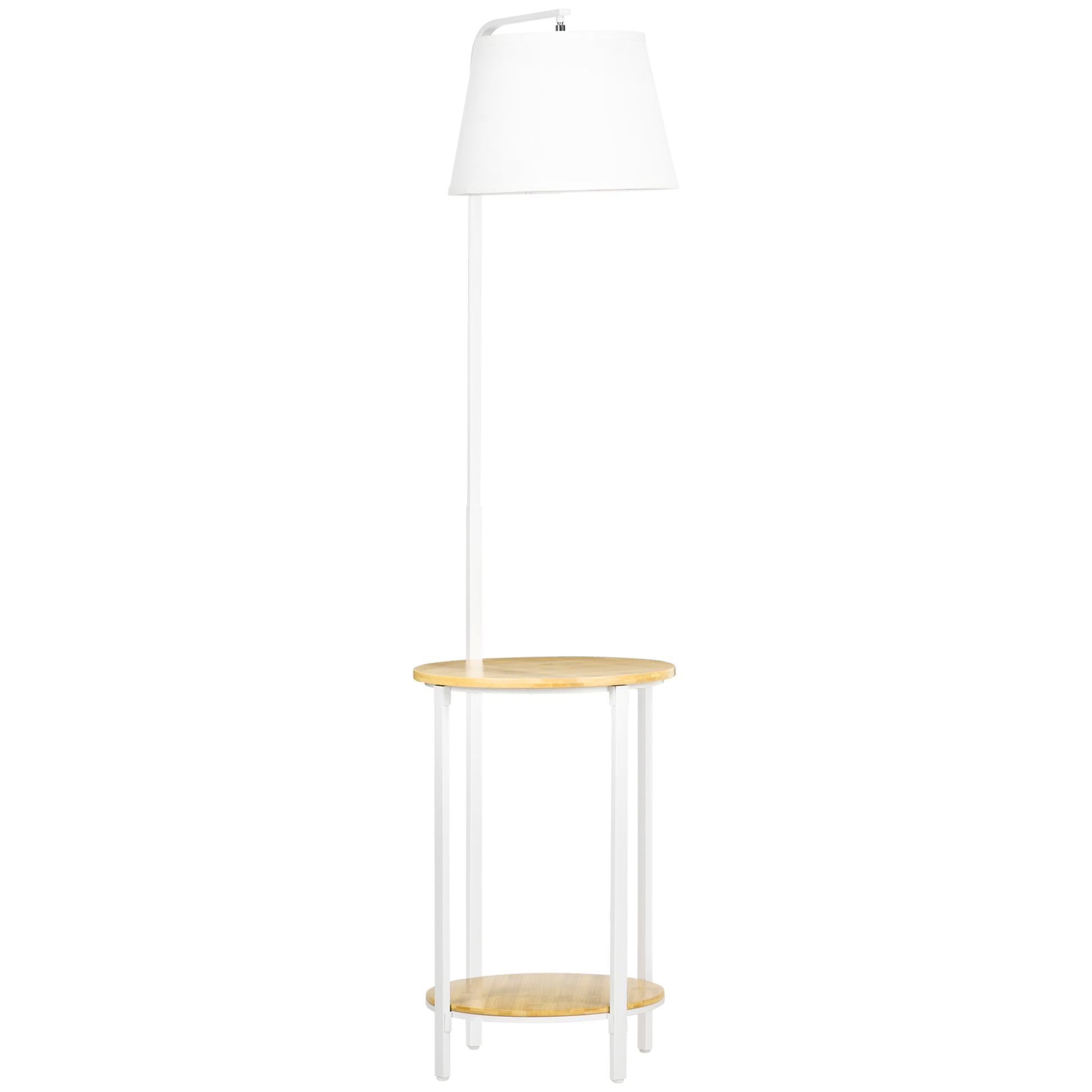 Gigab2b original image - Stehleuchte 162 cm 40 W Standlampe mit 2 Ablagen und Leinen Lampenschirm in Weiß Metall für Wohnzimmer & Schlafzimmer