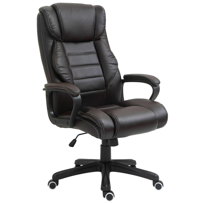 Bürostuhl mit Massagefunktion, Ergonomischer Chefsessel mit Vibrationsmassage, Wippfunktion, Höhenverstellbarer Schreibtischstuhl Drehstuhl, Braun