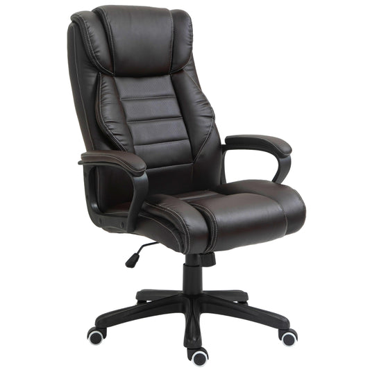 Bürostuhl mit Massagefunktion, Ergonomischer Chefsessel mit Vibrationsmassage, Wippfunktion, Höhenverstellbarer Schreibtischstuhl Drehstuhl, Braun