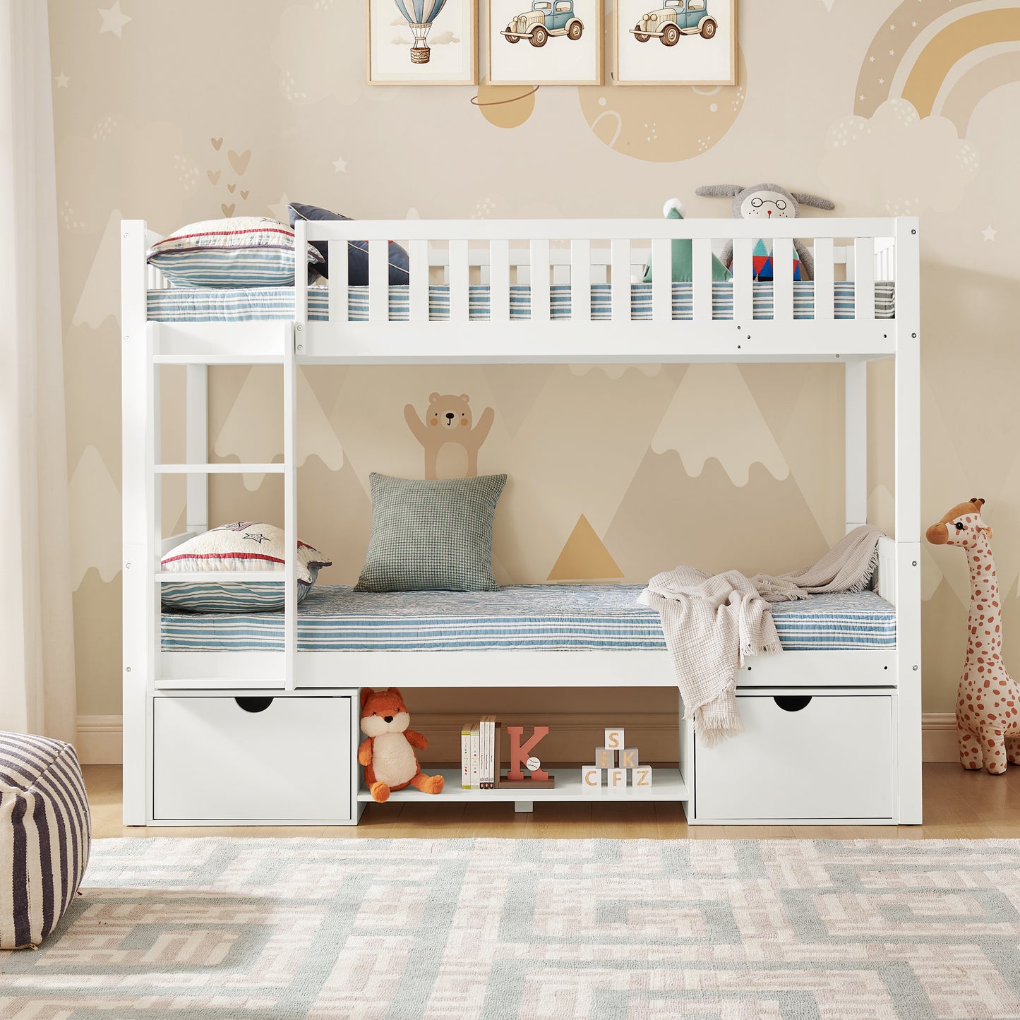 Large Solid Pine Wood Children's Double Bed
