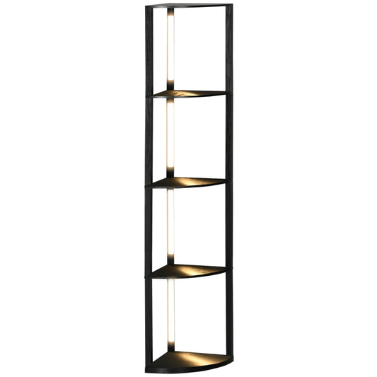 Gigab2b original image - Stehlampe, LED Stehleuchte mit 4 Ablagen, E27 Sockel, 24 W Standlampe mit 3 Lichtfarben für Wohnzimmer, Schlafzimmer, Schwarz