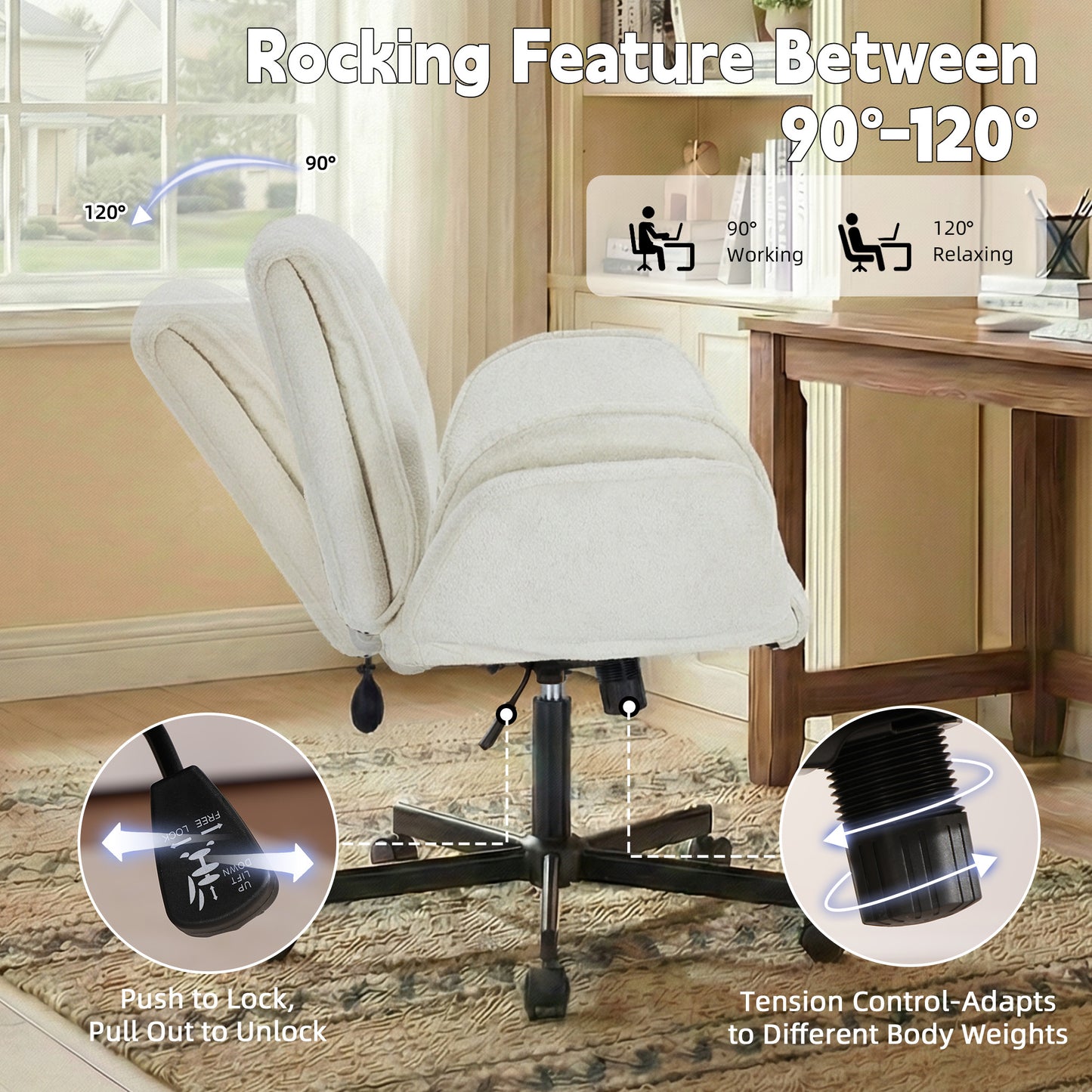 Ergonomic Swivel Office Chair with Casters for Home Office