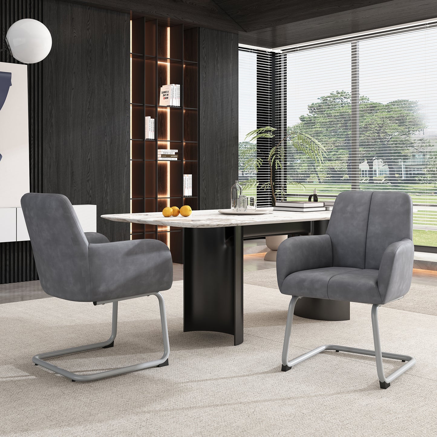 Gigab2b original image - Esszimmerstuhl, 2er set, Sessel, moderner, minimalistischer Freizeitstuhl, Wohnzimmer-Schlafzimmerstuhl mit gewölbten Stahlfüßen, grau[OLD SKU:WF310649AAG]