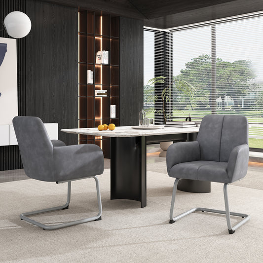 Gigab2b original image - Esszimmerstuhl, 2er set, Sessel, moderner, minimalistischer Freizeitstuhl, Wohnzimmer-Schlafzimmerstuhl mit gewölbten Stahlfüßen, grau[OLD SKU:WF310649AAG]