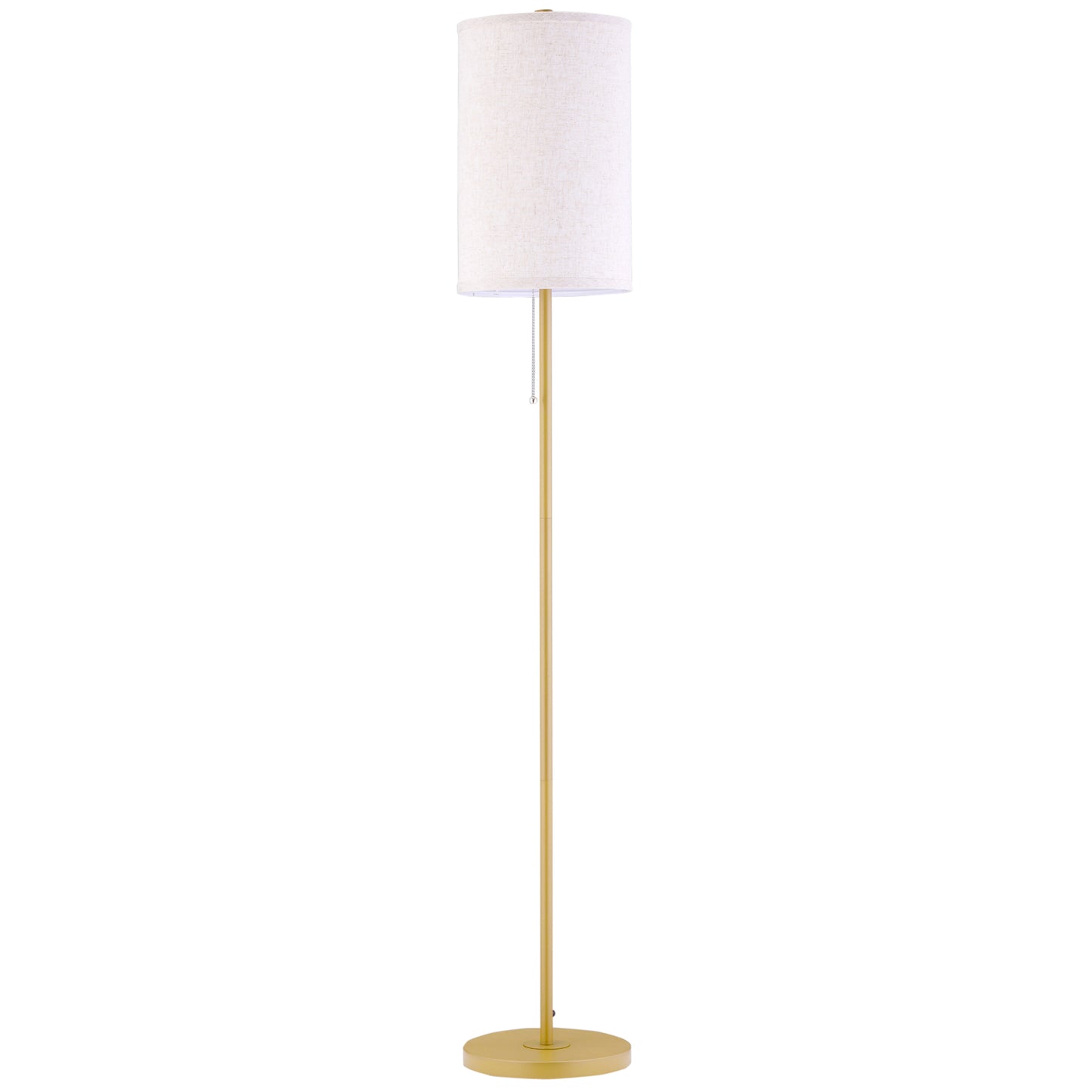 Gigab2b original image - Stehlampe Wohnzimmer Stehleuchte mit Leinen Lampenschirm, Zugkettenschalter, Standleuchte mit Stahlständer, E27 Fassung Standlampe für Schlafzimmer, Cremeweiß