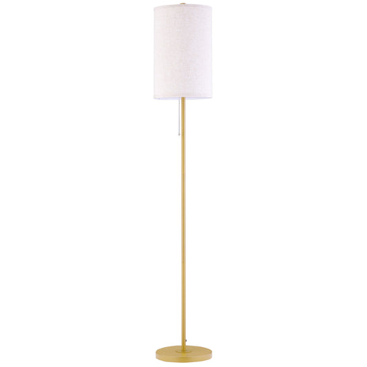 Gigab2b original image - Stehlampe Wohnzimmer Stehleuchte mit Leinen Lampenschirm, Zugkettenschalter, Standleuchte mit Stahlständer, E27 Fassung Standlampe für Schlafzimmer, Cremeweiß