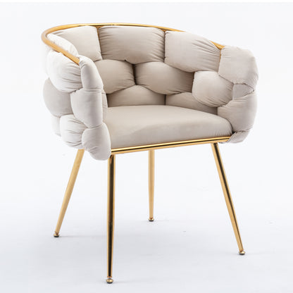 Luxurious Modern Accent Chair for Bedroom Vanity with Metal Frame