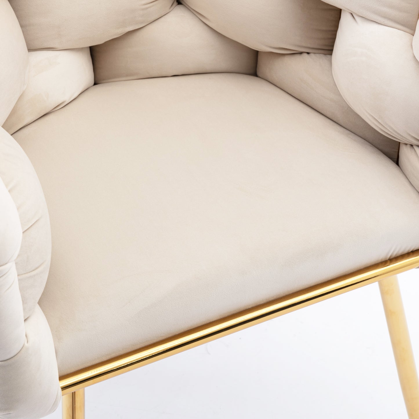 Luxurious Modern Accent Chair for Bedroom Vanity with Metal Frame