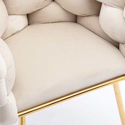 Luxurious Modern Accent Chair for Bedroom Vanity with Metal Frame